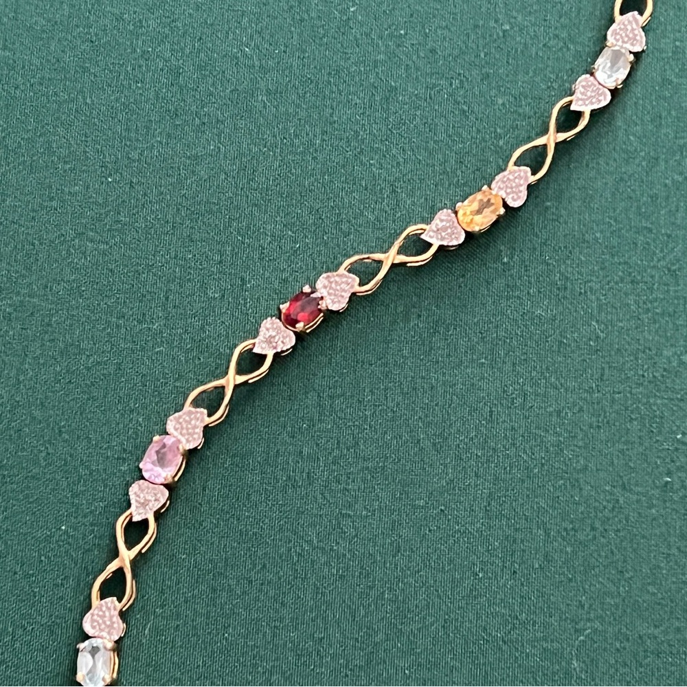 Han Infinity Heart Multi-Gemstone Bracelet, Sterling Silver 925 Gold Plated 7”
